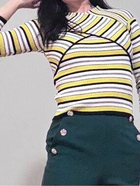 PATRIZIA PEPE Italian Designer Striped Wrap Top ✨